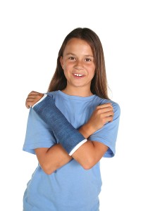 Young girl with broken arm.